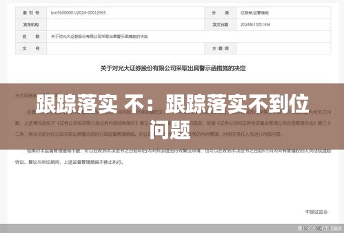 跟踪落实 不：跟踪落实不到位问题 
