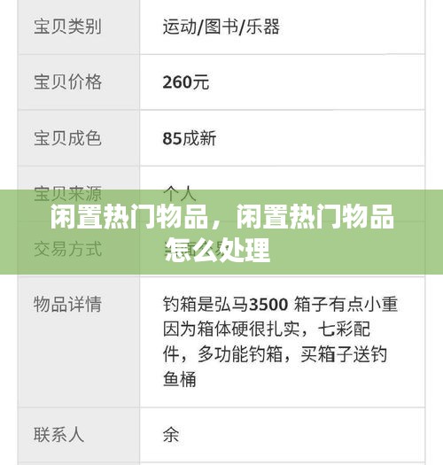 闲置热门物品，闲置热门物品怎么处理 