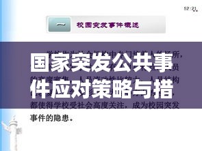 国家突发公共事件应对策略与措施