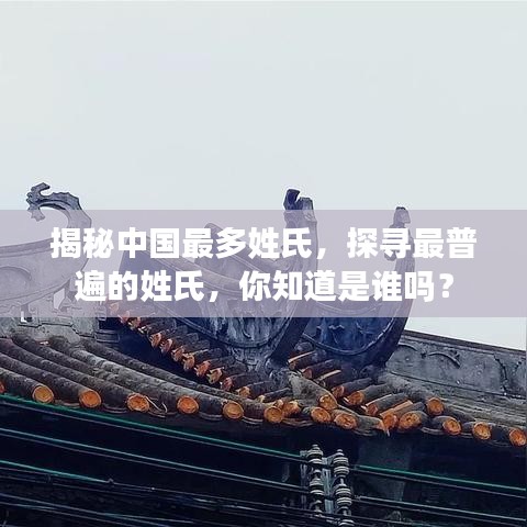 揭秘中国最多姓氏，探寻最普遍的姓氏，你知道是谁吗？