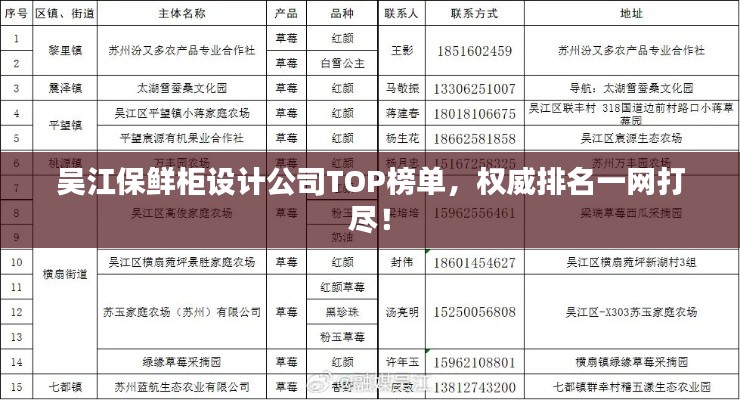 吴江保鲜柜设计公司TOP榜单，权威排名一网打尽！